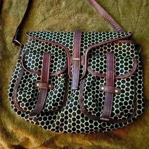 Mia bossi Diaper bag/ messenger bag Black polka dot